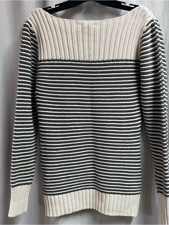 Old Navy Womens Y2K Chunky Preppy Striped Sweater Size Large Ribbed Boat Neck - Picture 7 of 8